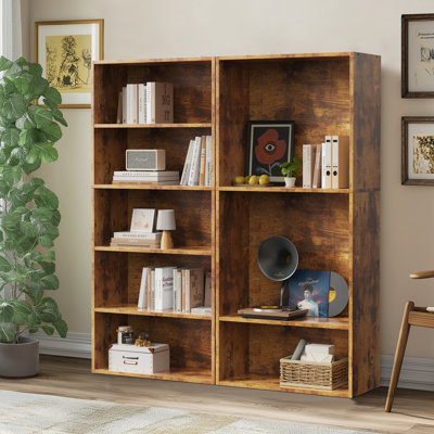 Grande bibliothèque - Ensemble de 2, étagères de rangement et de présentation pour le bureau à domicile et le salon