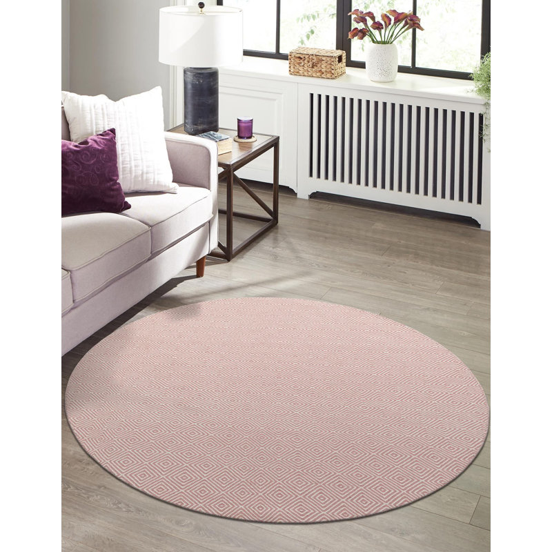 Tapis contemporain de couleur Ohara rose, Rectangle 7 pi 10 po x 10 pi