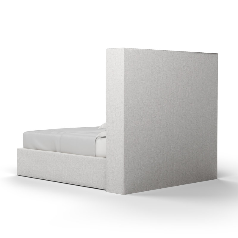 Kaiser Upholstered Wingback Bed, Twin, Plush Velvet Silver Streak