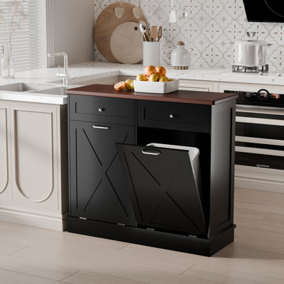 Havant Double Tilt Out Trash Cabinet 10 Gallon Wooden Free Standing(Not include trash can)