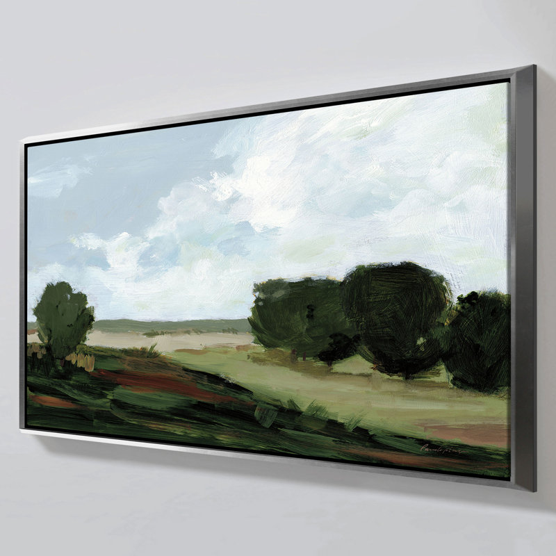 "Green Grove" par Pamela Munger, reproduction sur toile dans un cadre flottant argenté, H 39,5 po x l 63,5 po