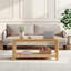 Table basse de coin en bois avec tablette de rangement Arc