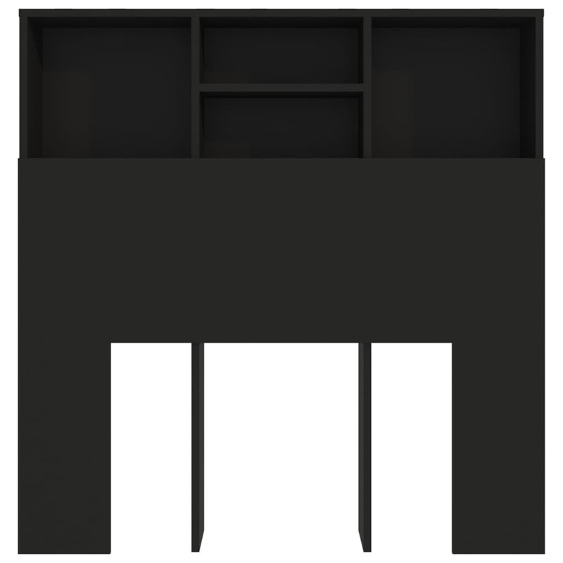Headboard Cabinet Bedroom Home Indoor Bookcase, Single (3'), Black