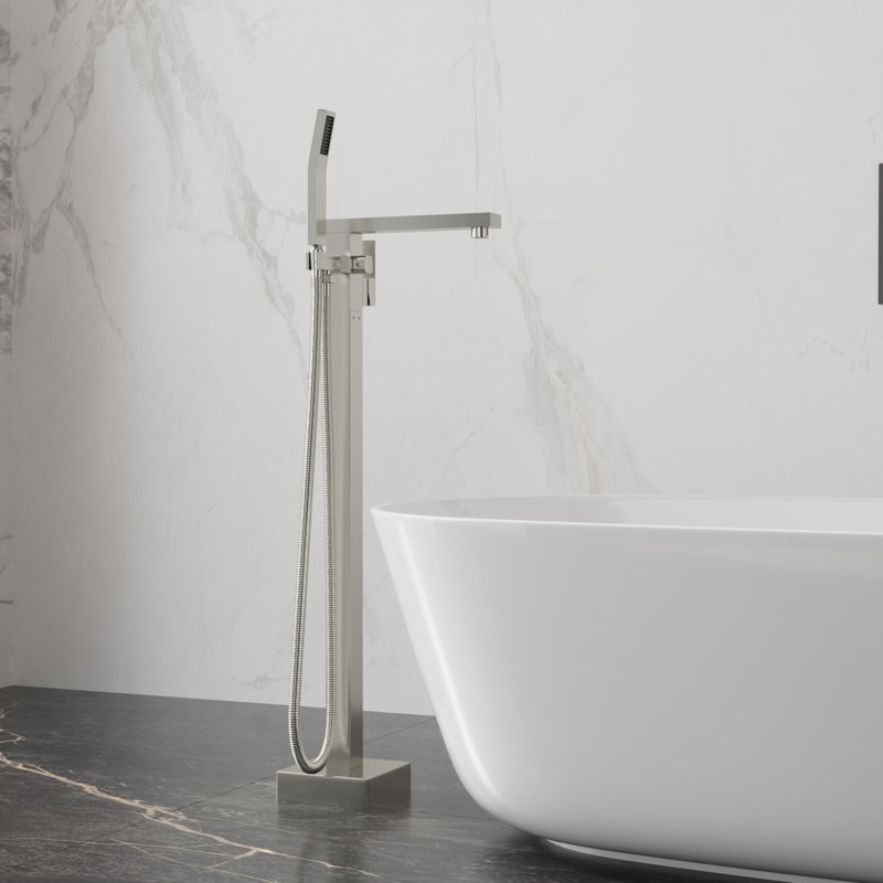 Floor Tub Spout with Diverter, Brushed Nickel
