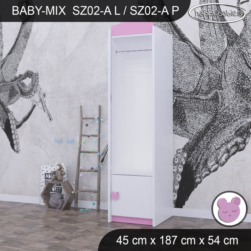 Baby Mix White Bear 2 Door Wardrobe