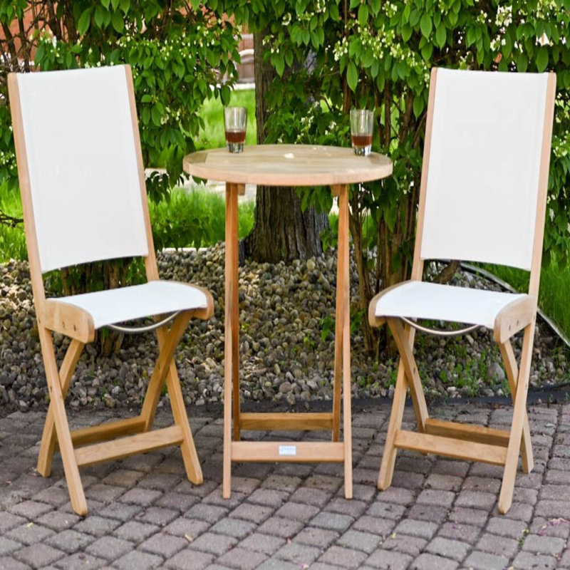 Riviera Teak Outdoor Sling Folding Dining Chair, Natural/Black