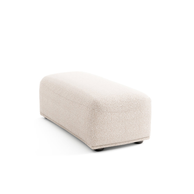 Aukeem Upholstered Ottoman, Beige Boucle