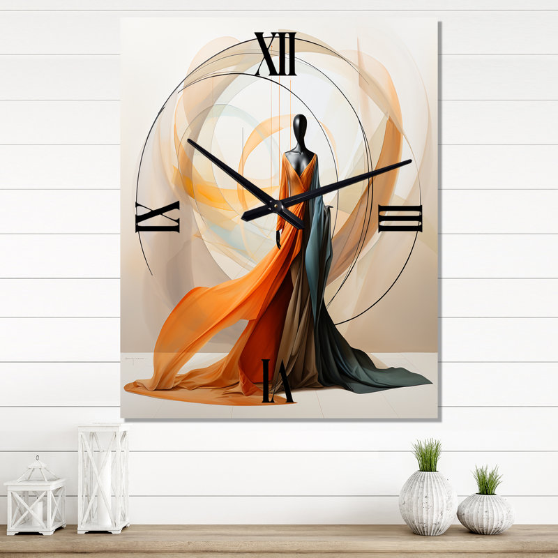Horloge murale abstraite contemporaine danseuse africaine I - femme afro-américaine surdimensionnée