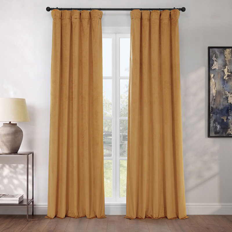 Rideaux en velours moelleux Matra pour chambre à coucher ‑ rideaux obscurcissants pour les fenêtres de salon, panneau simple