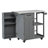 Kitchen Island Fir Wood Prep Station Lockable Kitchen Cart with Stainless Top-629545297