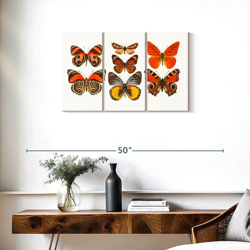 Collection de papillons oranges, H 20 po x l 33 po