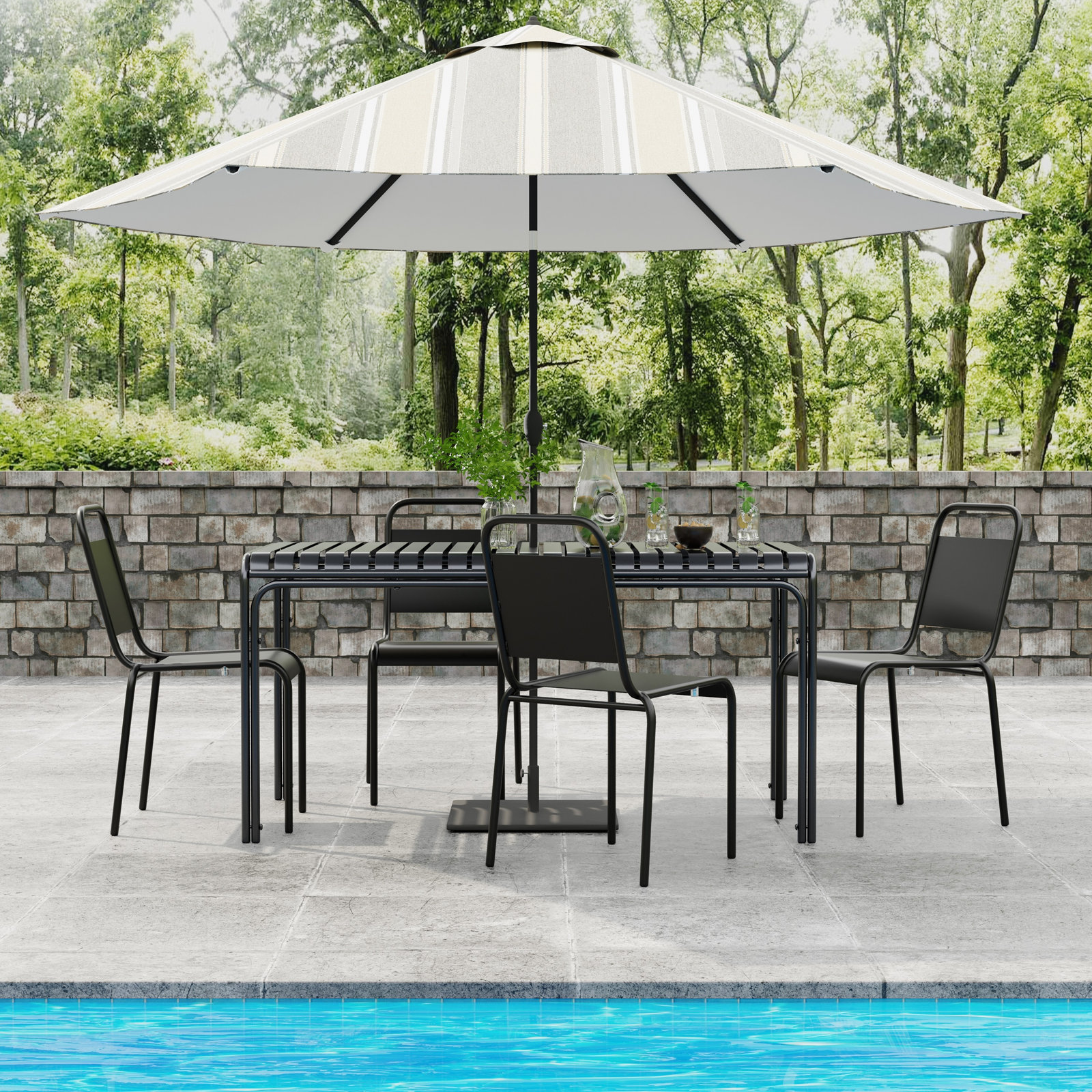 Stackable Aluminum Patio Side Chair, Black