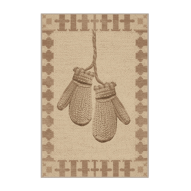 Soft Plush Estrada Christmas Modern & Contemporary Abstract Area Rug in Beige – Beige Binding, 7x10