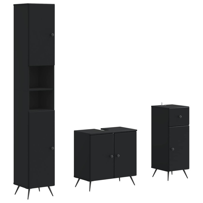 Bathroom Storage Furniture Set, Black
