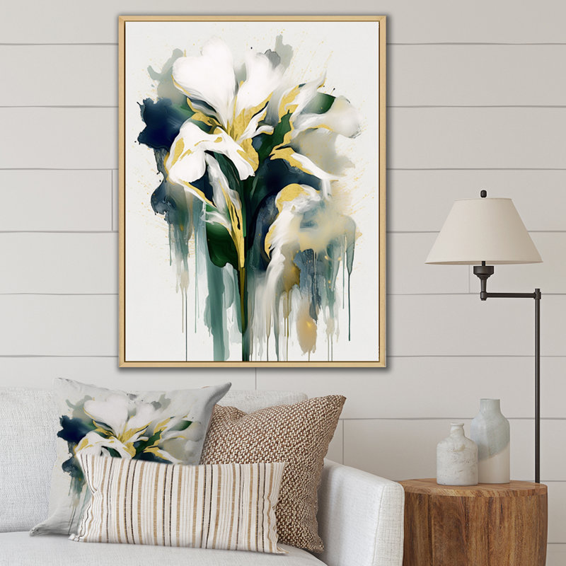 Impression verte d'iris, H 44 po x l 34 po x P 1,5 po, Cadre naturel flottant