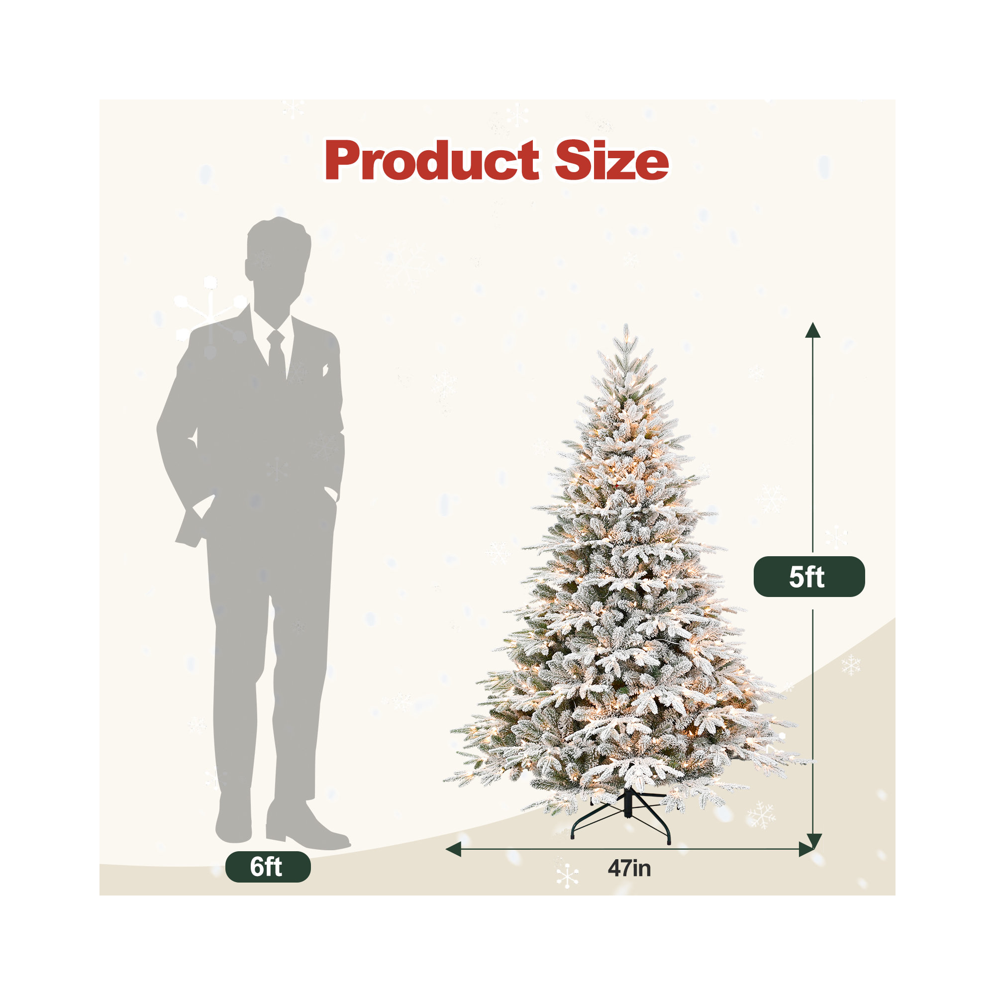 5FT Unlit Blue Spruce Artificial Christmas Tree with 1197 PE&PVC Branch Tips,Full Hinged Xmas Tree with Foldable, 5'