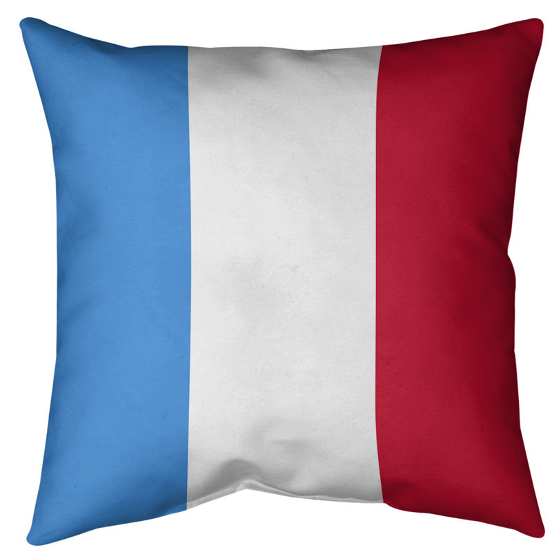 Coussin décoratif d'intérieur/d'extérieur, 16 po x 16 po, Bleu / blanc / rouge