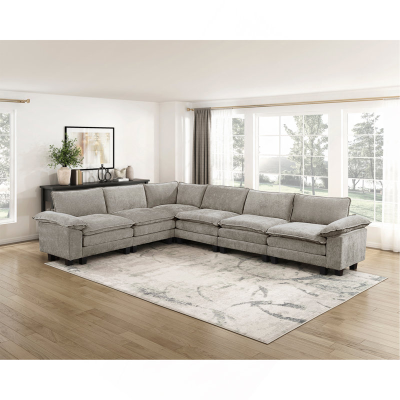 Ensemble de canapé modulaire 6 pièces Modern Contemporary, Gris brun