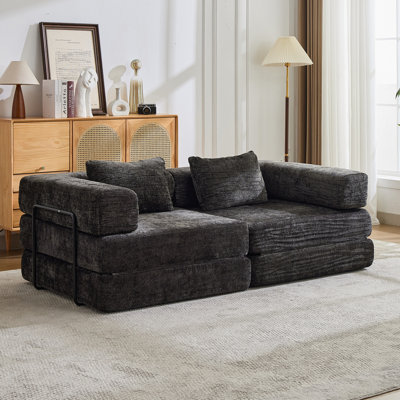 Canapé-lit convertible à compression avec cadre de forme fixe, canapé modulaire désossé, aucun assemblage requis, idéal pour une utilisation multi-occasions