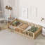 Lit plateforme simple avec clôture et porte, naturel-1095582109
