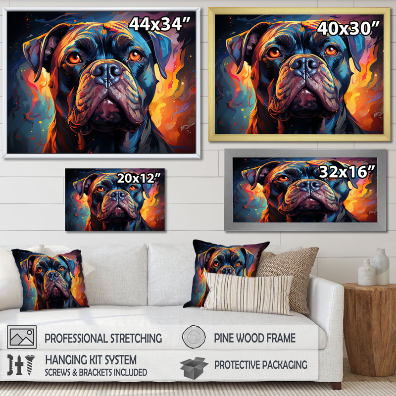 Cane Corso Confidence III, Cadre doré simple, L 32 po x H 16 po x P 1 po