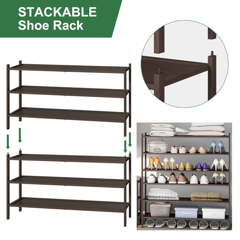 Versatile 3-Tier Long Shoe Rack 33" - Efficient Storage Solution For Entryways And Bedrooms, Brown