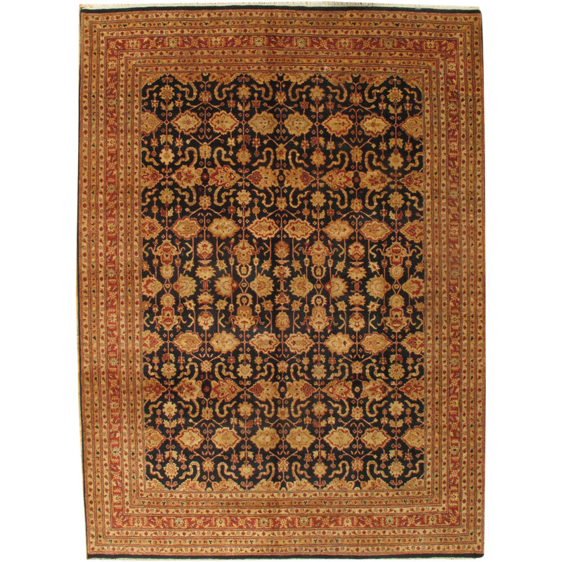 Tapis rouille / noir en laine noué à la main Sultanabad