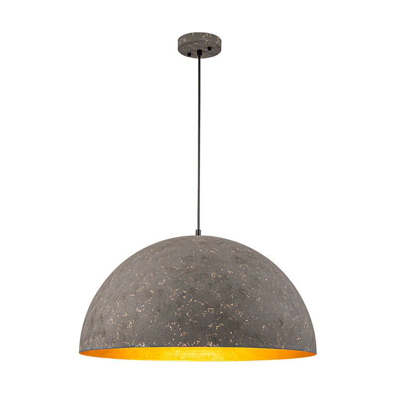 Kyrek 1-Light Iron Dome Pendant , Gray, 12.4" H x 23.6" W x 23.6" D