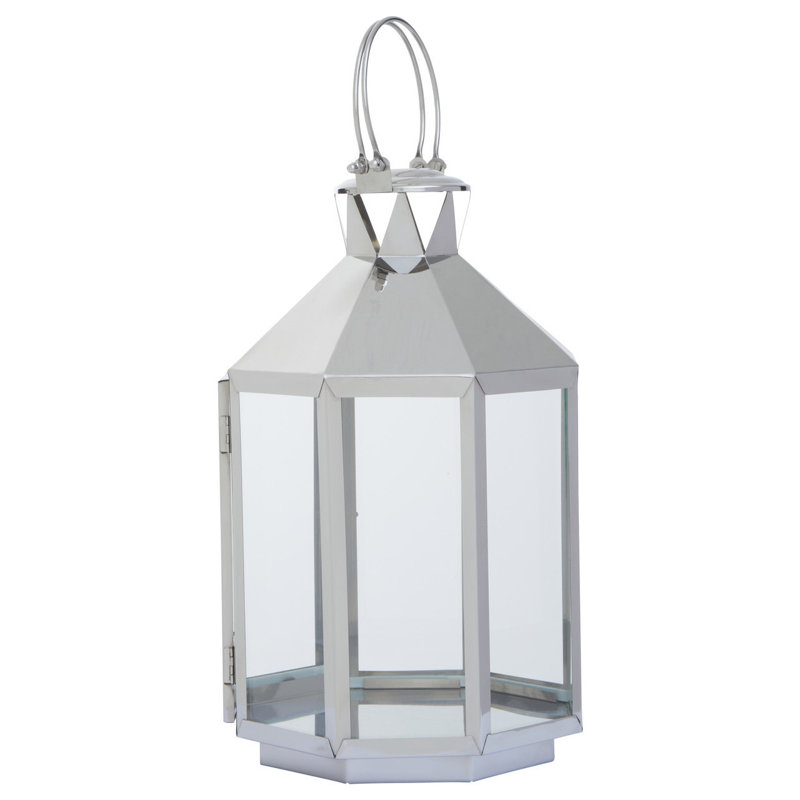 Searle Glass Tabletop Lantern, 40cm H x 27cm W x 27cm D