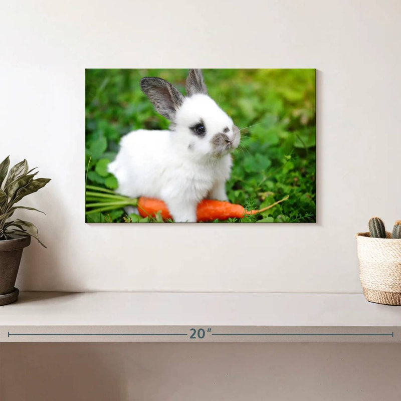 Bunny Eating Carrot, 8" H x 12" W