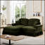 Élégant canapé Mid-Century modulaire à deux places en forme de L avec accoudoirs évasés et jupes plissées à volants, canapé-lit en chenille confortable avec repose-pieds mobile-1270680691