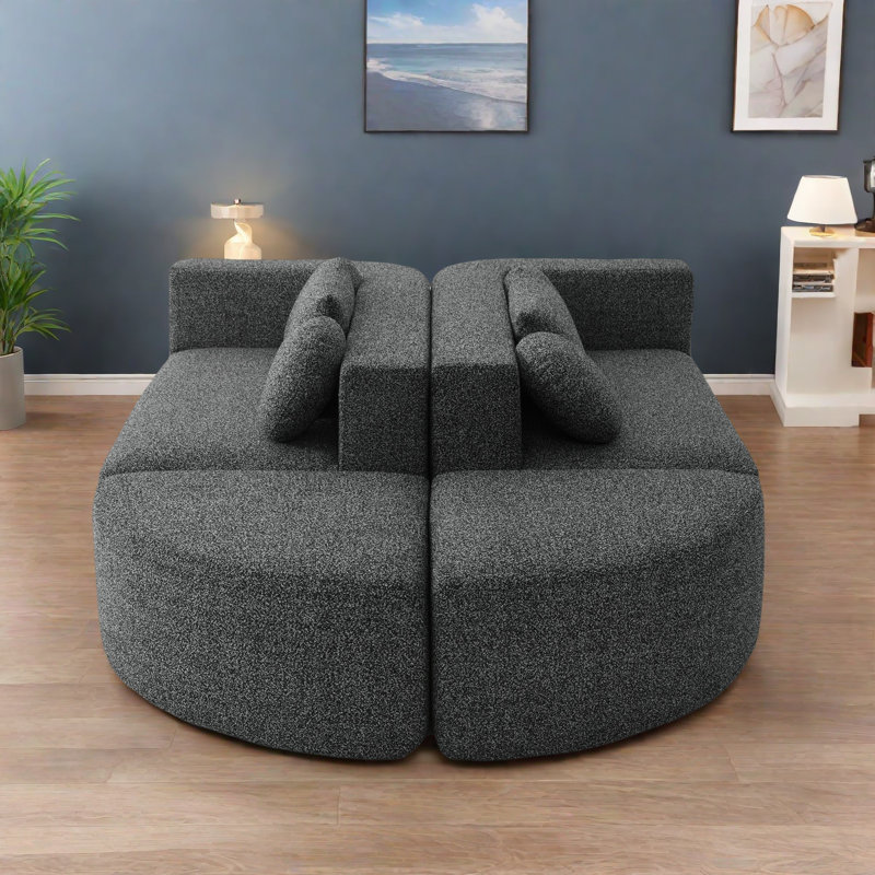 Canapé modulaire à compression Boneless, Bouclé noir