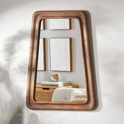Wall Mirror | Trapezoid Wooden Wall Mirror with Natural Finish, 18x24"