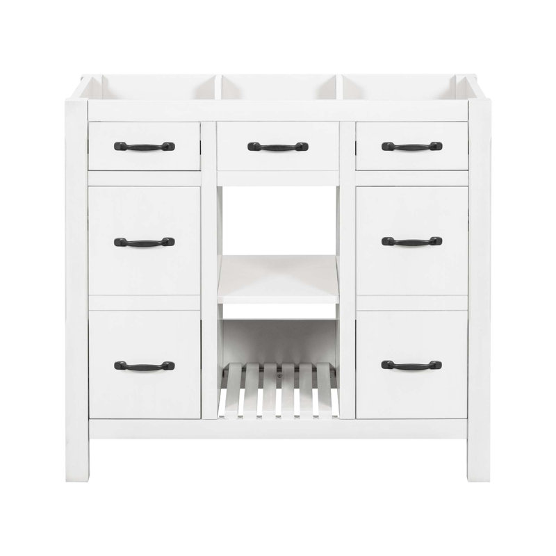 Meuble-lavabo de salle de bain 36 po sans lavabo, armoire de rangement moderne avec 2 tiroirs et 2 armoires