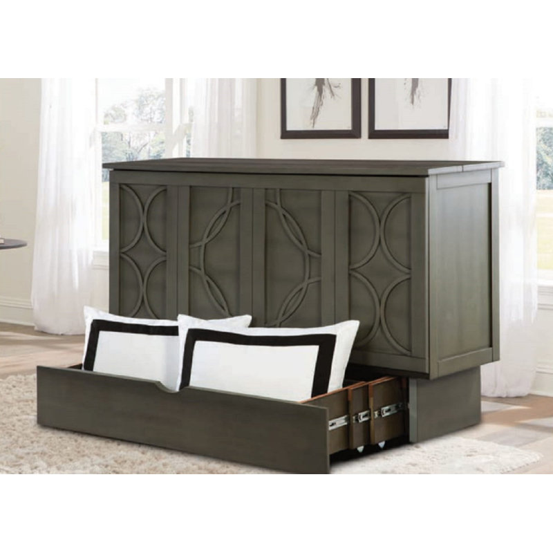 Bristol Premium Cabinet Bed With Queen Mattress And Outlets, Charcoal