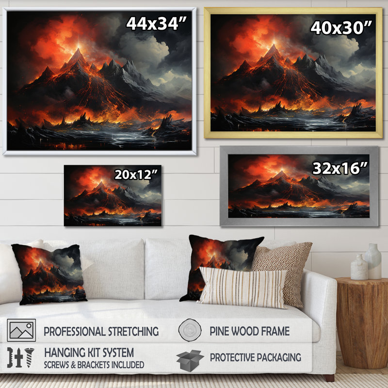 " Volcano Volcanic Explosion VII ", Wrapped Canvas, 30" H x 40" W