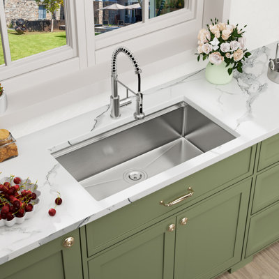 33" L X 19" W  Undermount Workstation Sink Single Bowl Stainless Steel Kitchen Sink with Colander, Cutting Board and Dish-Drying Rack