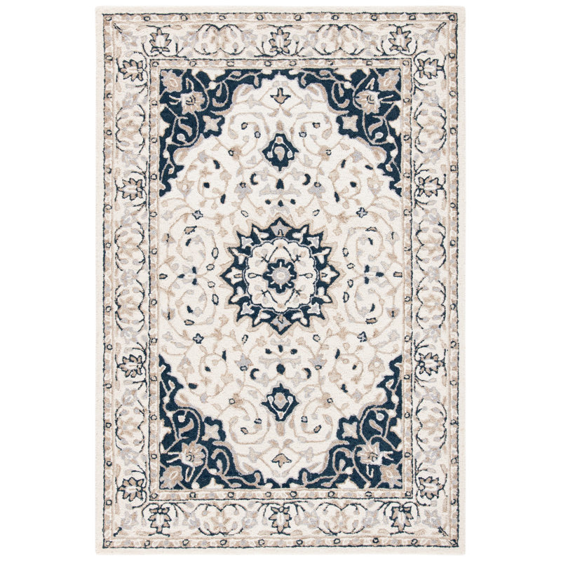 Saway Hand Tufted Wool And Cotton With Latex Oriental Rug, Rectangle 4' x 6'