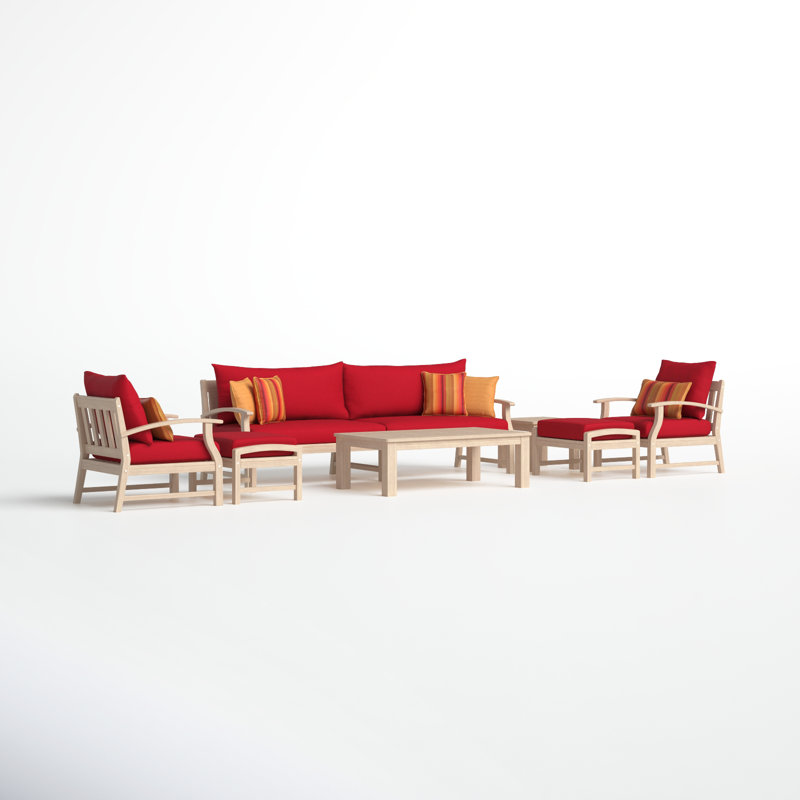 Ensemble de conversation avec canapé Paulet Sunbrella, Toile Sunbrella® rouge Jockey