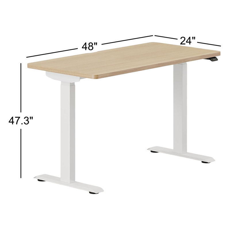 Duo Standing Desk, Woodgrain, 47.3" H x 48" W x 24" D, White