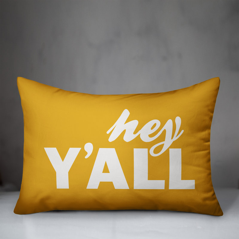 Textual Outdoor Throw Pillow, Yellow