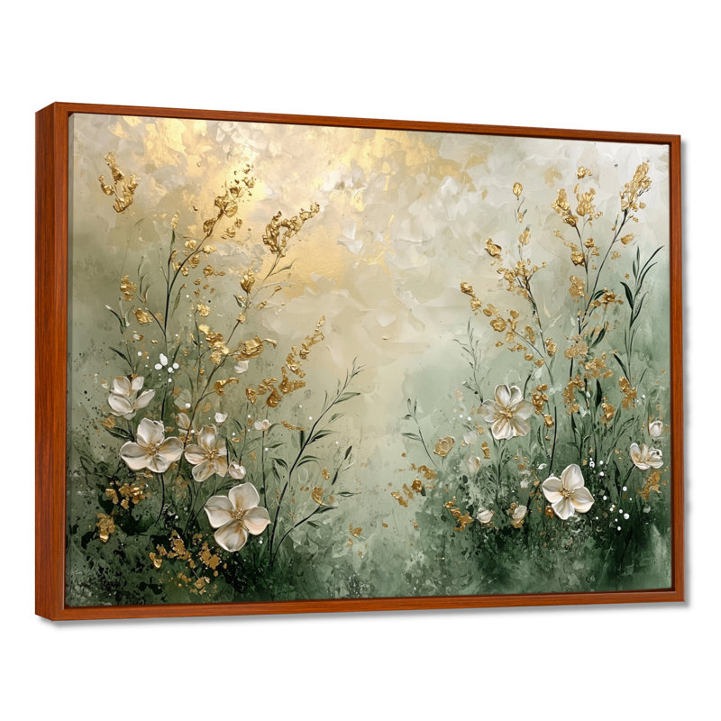 Ishaani Wildflowers Spring Symphony Fury III - art mural grand fleurs sauvages, H 12 po x l 20 po, Cadre flottant, Brun