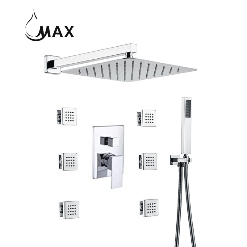 Système de douche murale avec valve brute, Chrome