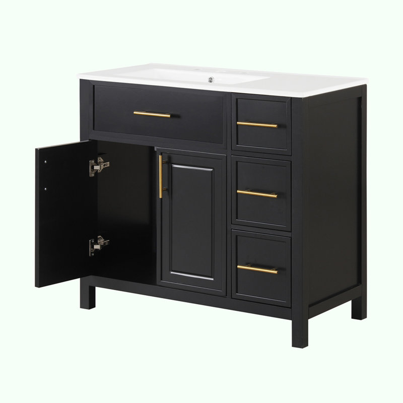 Meuble-lavabo 36 po avec comptoir d'évier, Noir, noir, noir, noir