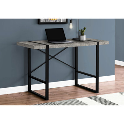 Bureau d'ordinateur pour bureau à domicile - 122 cm (48 po), stratifié gris avec pattes robustes en métal noir, poste de travail moderne 124,5 cm x 62 cm (49 po x 24,45 po), et
