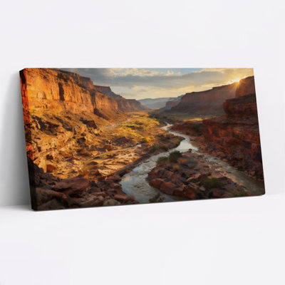 Desert Canyon Landscape Sunset Canvas Wrapped Wall Art Set Of 1