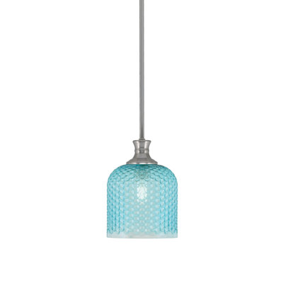 Quapaw Stem Hung Pendant Shown With 7" Turquoise Textured Glass