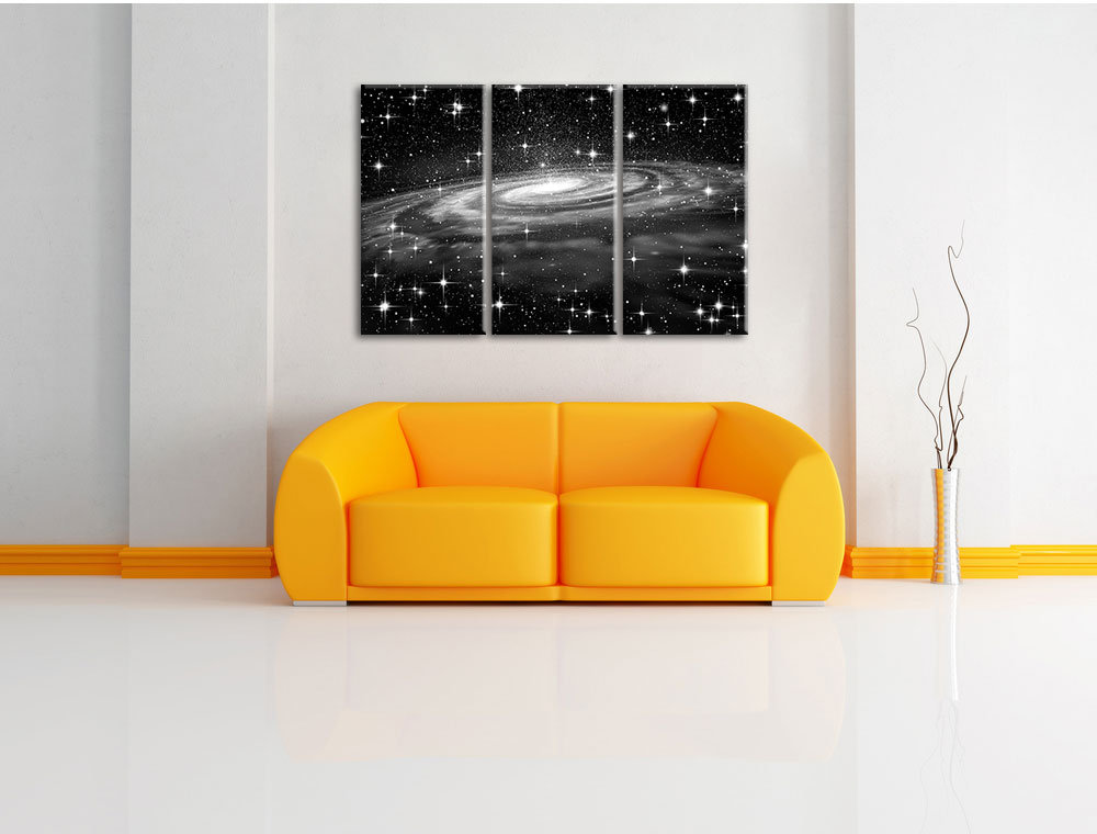 3-tlg. Leinwandbilder-Set „Spiralgalaxie im Weltall“, Grafikdruck