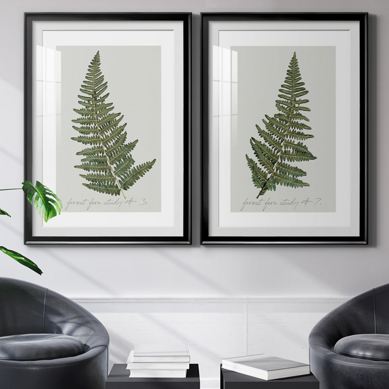 Fern Fernandes I - ensemble de 2 impressions, H 26,5 po x l 73 po x P 1,5 po, Papier encadré noir, Blanc