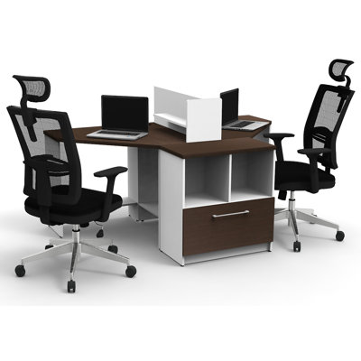 Latefah 2 Person Corner Synthetic Laminate Reception Desk with Filing Cabinet